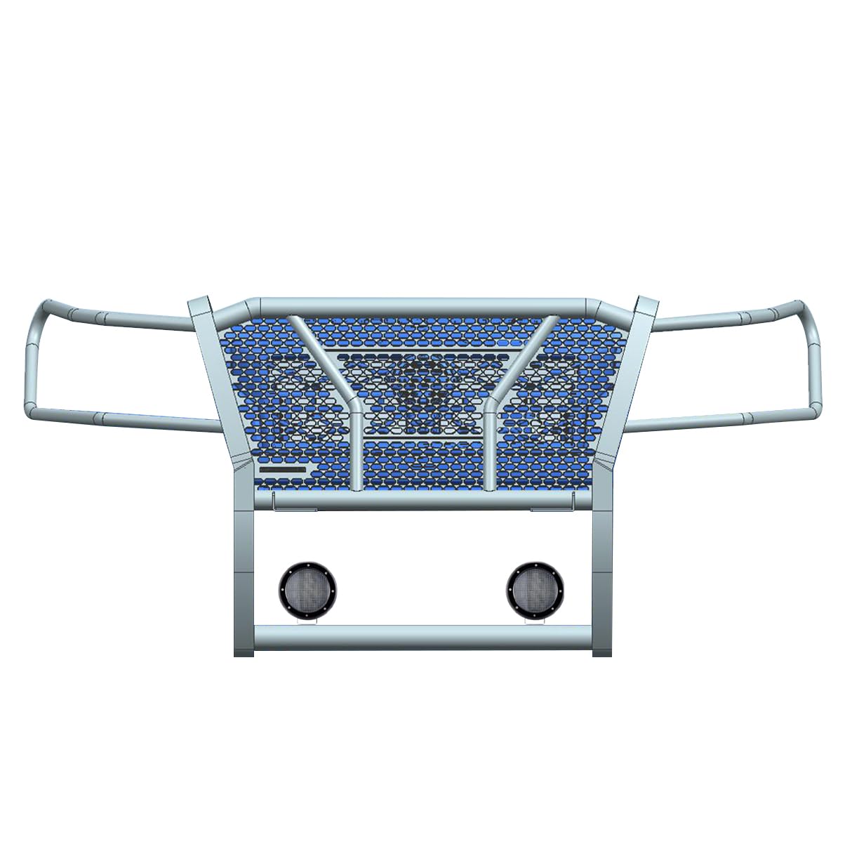 Heavy Duty Black Horse Rugged Grille Brush Bumper Guard Modular Black Come with Pair of 5.3" Dia.LED Lights with Black Trim Rings Compatible with 2022-2024 Nissan Frontier-RU-NIFR22-B-PLFB