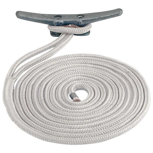 Double Braided Nylon Dock Line Sea Dog 302110010WH-1, 3/8" x 10' / White