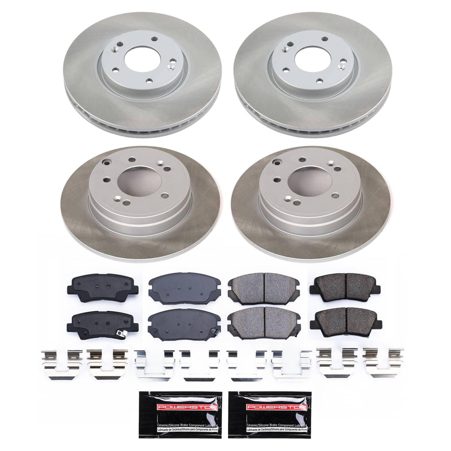 Power Stop SC9061 Brake Kit Front and Rear With Semi-Coated Brake Rotors and Ceramic Brake Pads & Hardware For Hyundai Sonata 2010-2009 [Application Specific]