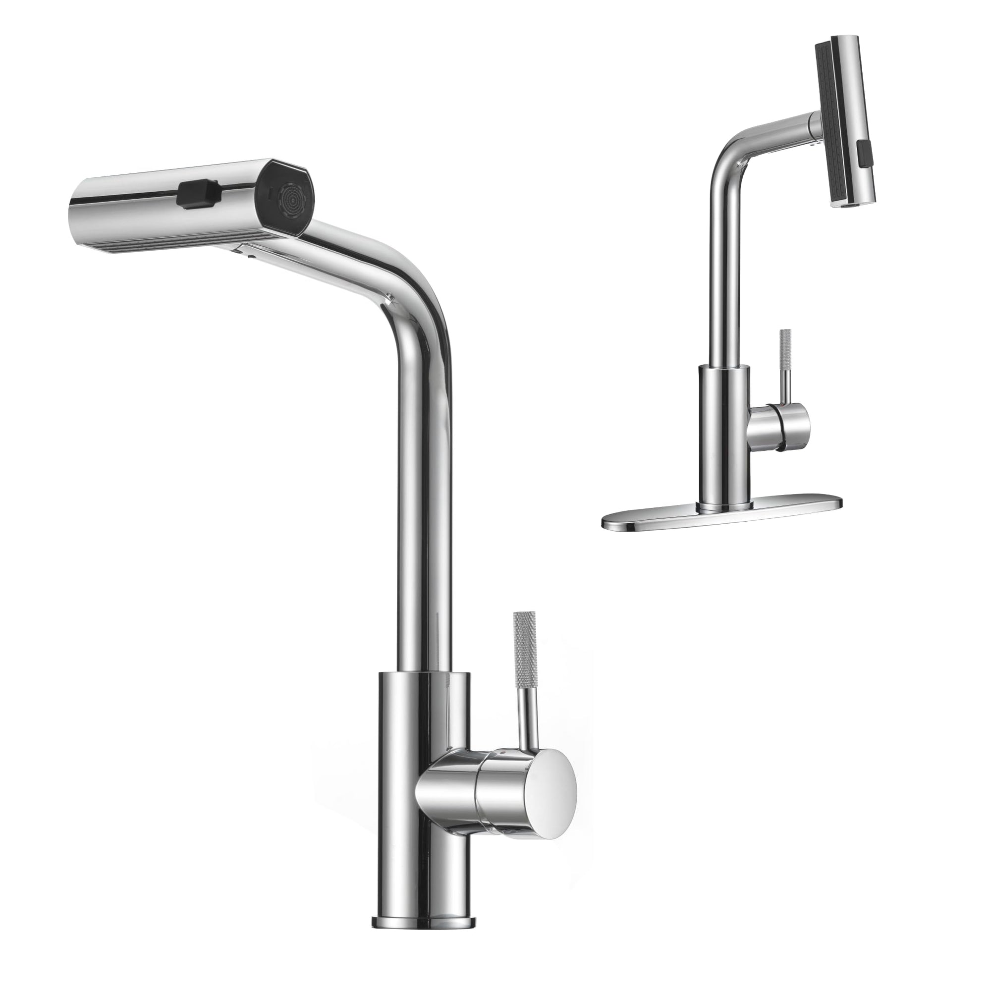 Dura Faucet Rainfall (DF-MK511X-CP) RV Kitchen Faucet – Chrome, Dual-Mode Rotating Spray Head (Wide Waterfall & Stream), Single Lever Handle, Lead-Free, Easy Install Compact Sink Faucet