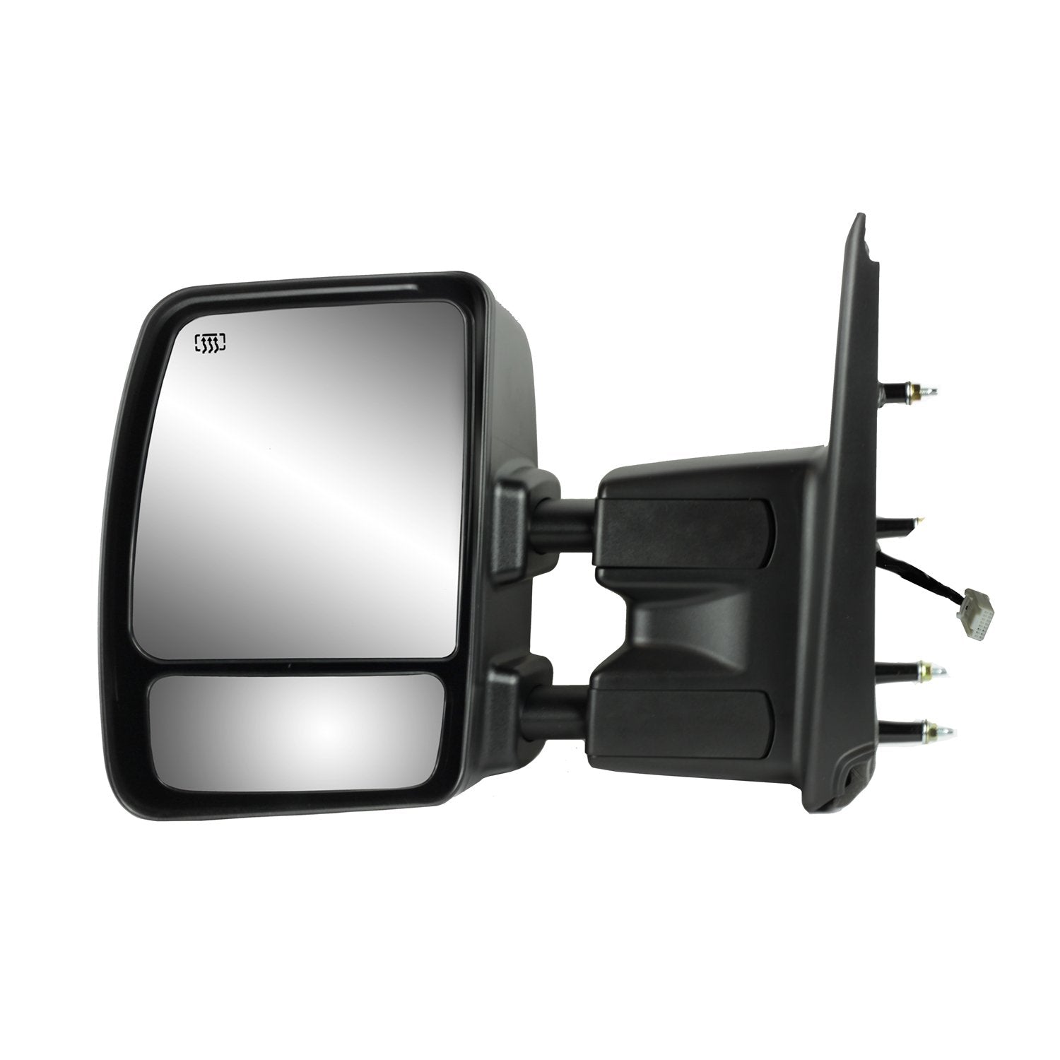 Driver Side Fit System 68124N Towing Mirror for Nissan NV 1500, 2500, 3500, extendable, Textured Black w/Chrome Cover, Dual Lens, Foldaway, Heated Power
