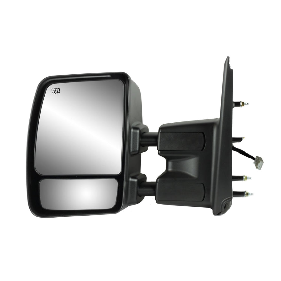 Driver Side Fit System 68124N Towing Mirror for Nissan NV 1500, 2500, 3500, extendable, Textured Black w/Chrome Cover, Dual Lens, Foldaway, Heated Power