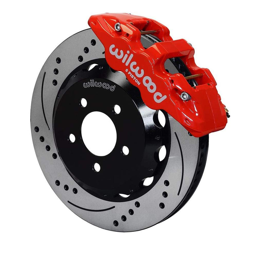 WILWOOD W6A Front Hat Kit,140-12876-DR,14.00, Drilled, Red 1999-2012 Subaru WRX w/Lines