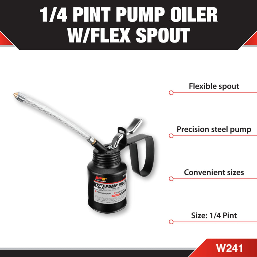 Precision Steel Pump Performance Tool W241 with Flexible Spout, Convenient 1/4 Pint Size for Easy Oil or Fluid Transfer