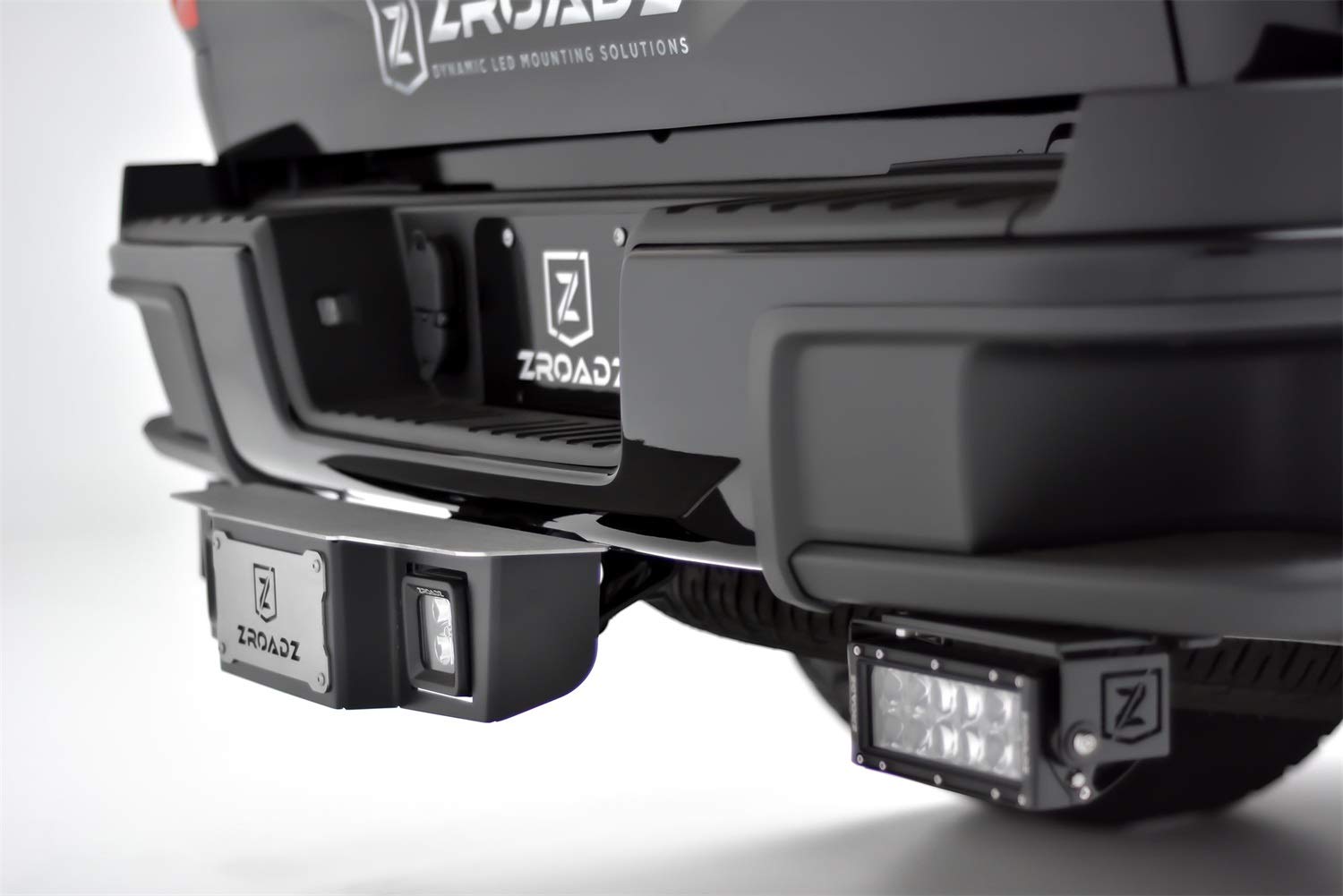 ZROADZ Universal 2.5" Hitch Step Kit LED - Black Mild Steel Bolt-On, No Drilling - Includes (2) 3 Inch LED Pod Lights and Universal Wiring Harness - PN#Z390011-KIT