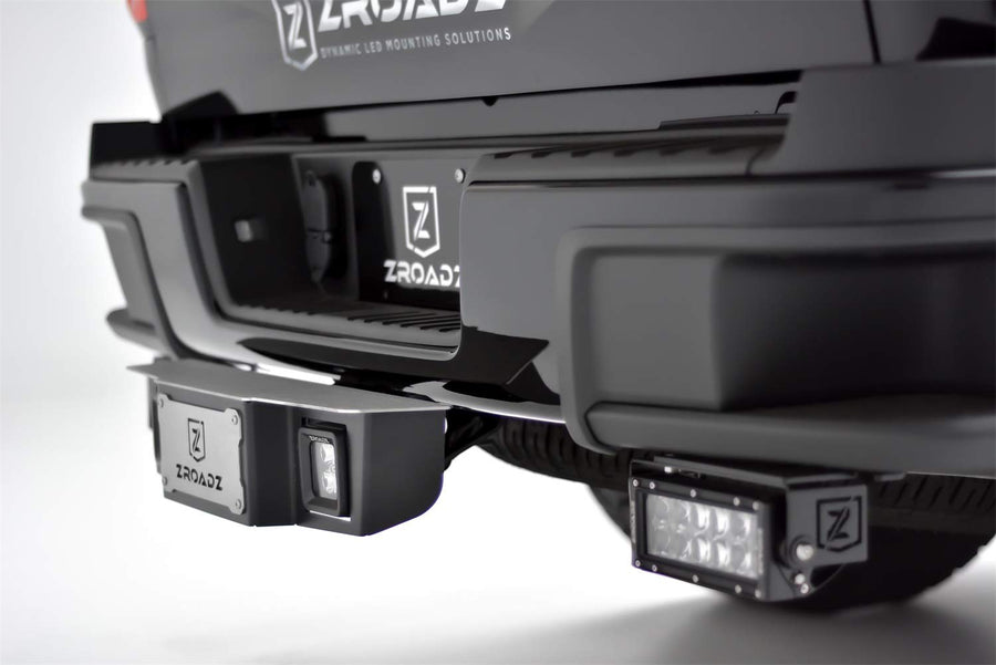 ZROADZ Universal 2.5" Hitch Step Kit LED - Black Mild Steel Bolt-On, No Drilling - Includes (2) 3 Inch LED Pod Lights and Universal Wiring Harness - PN#Z390011-KIT