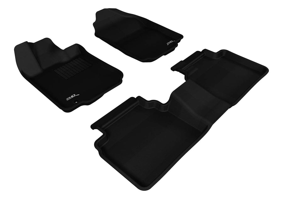 Complete Set 3D MAXpider Custom Fit All-Weather Floor Mat for Select Ford Fusion Models - Kagu Rubber (Black)