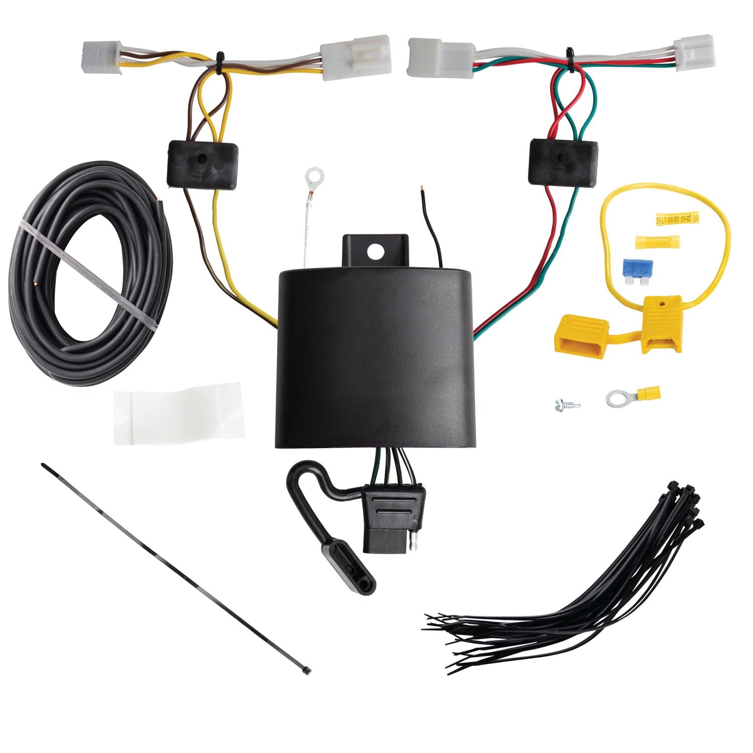 T-One Tow Connector Harness Assembly TEKONSHA 118858, 4-Way Flat, w/Circut Protected Modulite HD Module, Black, Compatible with 2021-22 Lexus UX250h
