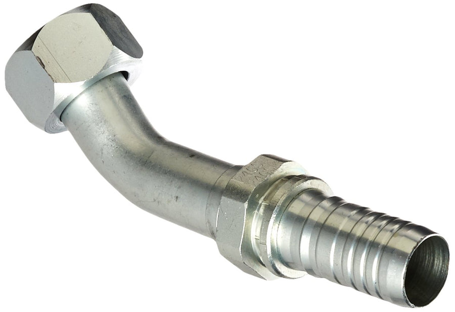 GlobalSpiral Gates 24GSP-24FJX45-050 Couplings, Female JIC 37° Flare Swivel, Zinc Plated Carbon Steel, 9.17", 45° Bent Tube, 1 1/2" ID