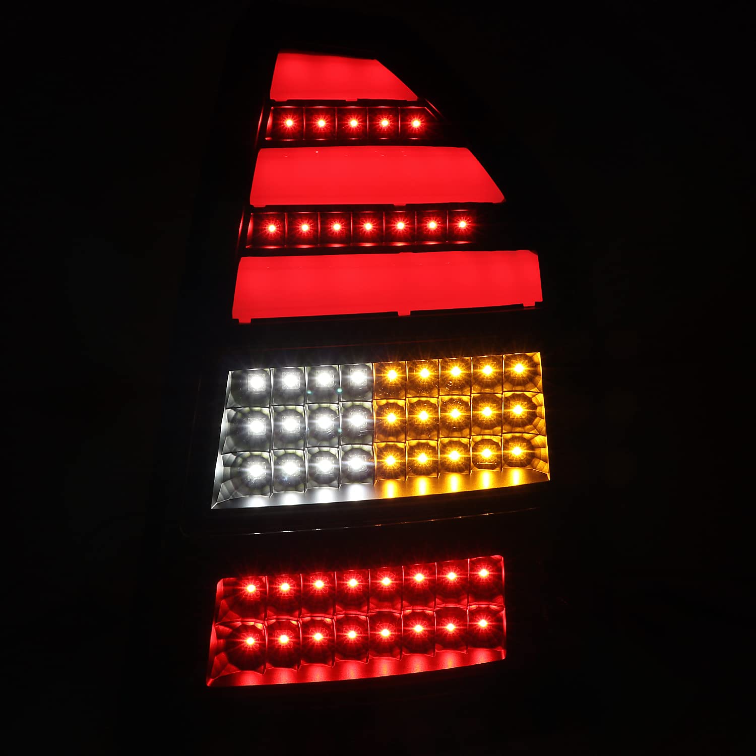 Black LED Bar Tail Lights SPEC-D TUNING Compatible with 2005-2007 Chrysler 300C, Left + Right Pair Assembly