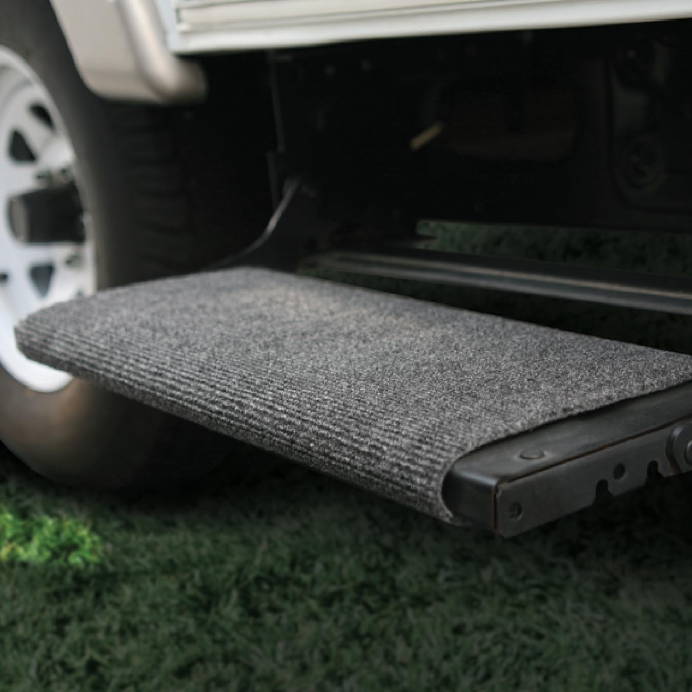 Wrap Around Camco RV Step Rug - for Manual & Electric RV Steps - Easy Install, No Tools Required - Fits 18" Wide RV Steps - Weather-Resistant (42925)