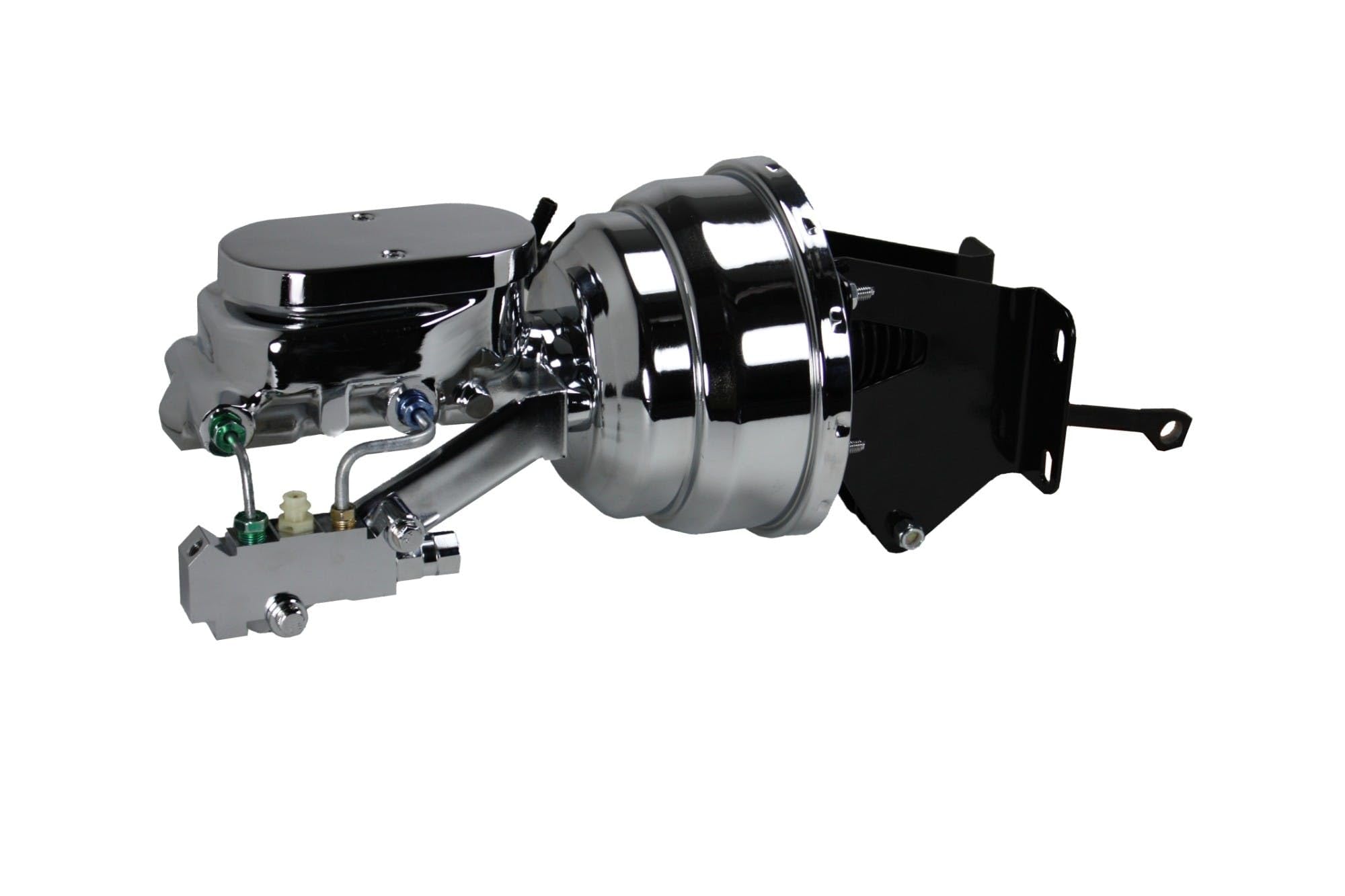 8 Inch LEED BRAKES Dual Power Booster 1 Inch Bore Master Side Mount Valve Disc (Chrome)