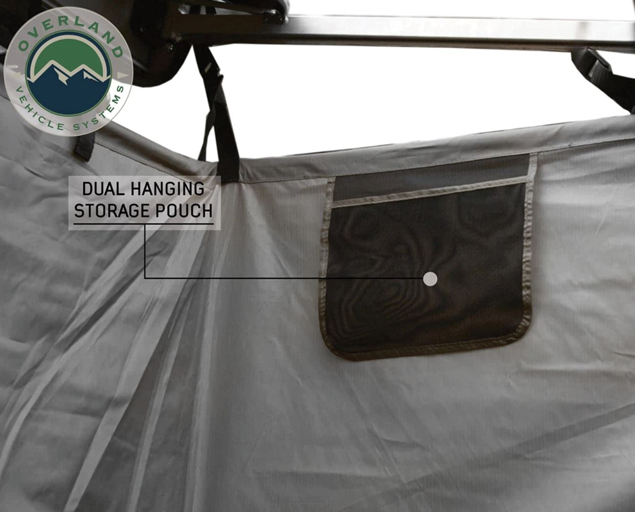 Overland Vehicle Systems Nomadic HD Car Side Shower Room With Black 1000G PVC Travel Cover, Universal L - Brackets, Dark Grey Body with Silver Inner Lining