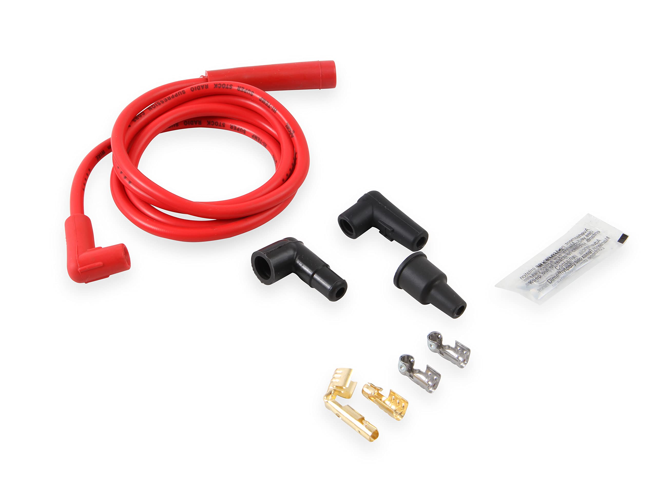 Single Wire ACCEL 170500R Replacement Kit - Straight and 90° Spark plug boots - Universal - Red