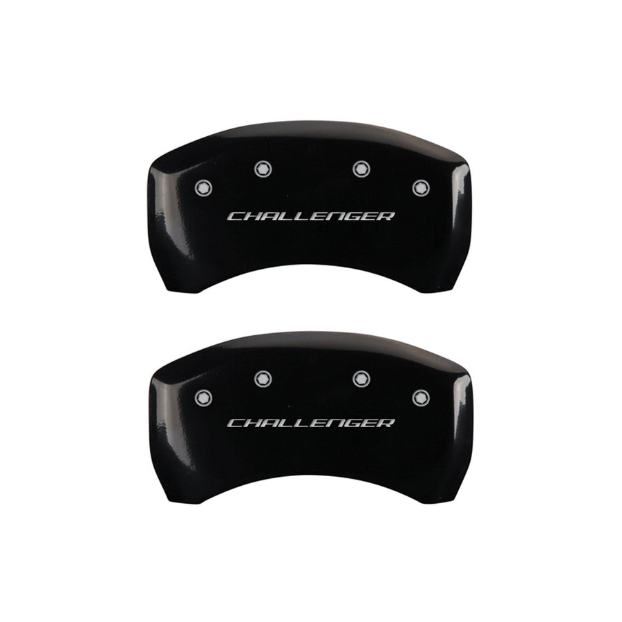 MGP Caliper Covers with 2011-2023 Dodge Charger and Challenger Compatible (Requires 18"+ Wheels & Single Piston Front Caliper) 4 PCS Front and Rear (Black - Challenger Block Engraving)