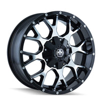 Warrior Mayhem Black/MACHINED FACE Wheel (20 x 9. inches /6 x 135 mm, 0 mm Offset)