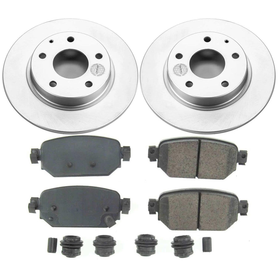 Power Stop Z17 Rear Coated Rotor Brake Kit-Coated Rotors and Ceramic Brake Pads For Mazda 3 2017-2018, Mazda CX-3 2019-2021 [Model Specific]