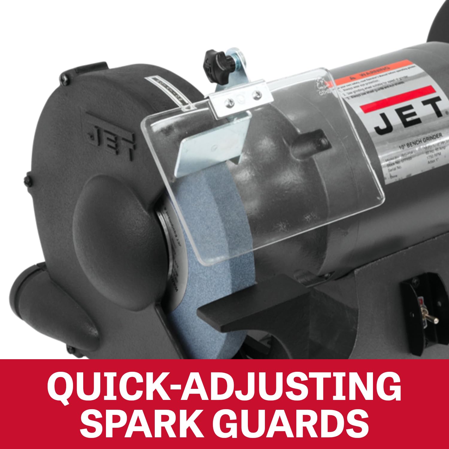 JET 10-Inch Grinder Bench, 1750 RPM, 1 HP, 120V 1Ph (Model JBG-10)