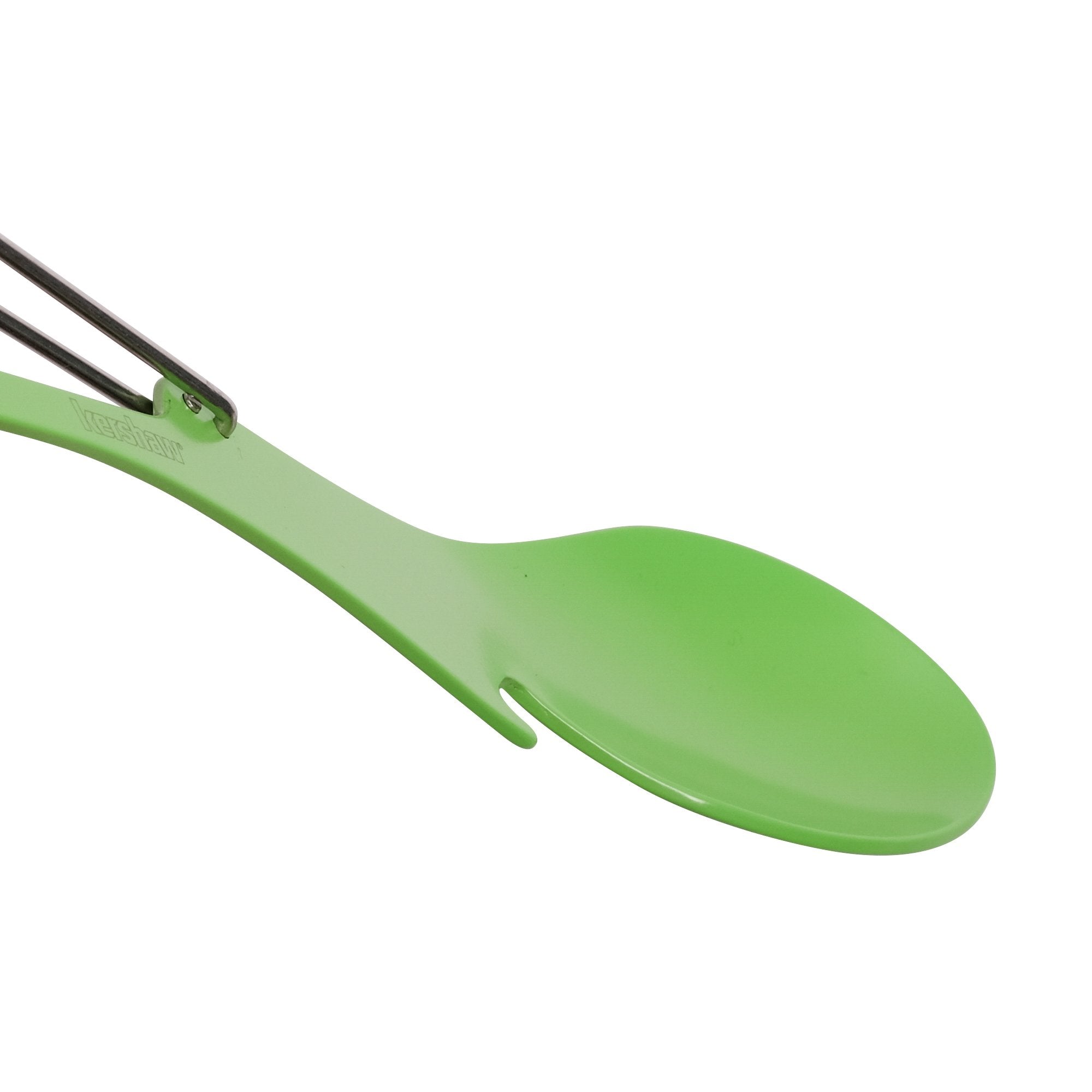 Kershaw XL Ration - Green (1145GRN); Large-Sized Eating Utensil; Fork, Spoon, Bottle Opener; Carabiner Gate for Secure Carry; 3CR13 Steel with Scratch-Resistant, Food-Safe Coating; 2.1 oz. 1145GRNX