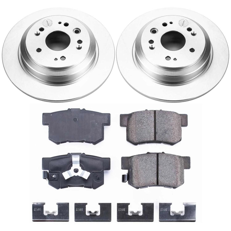 Power Stop Coated Brake Rotor and CRK5859 Ceramic Brake Pads- Rear For Honda Accord Crosstour 2010-2011, Honda Crosstour 2012-2015 [Model Specific]