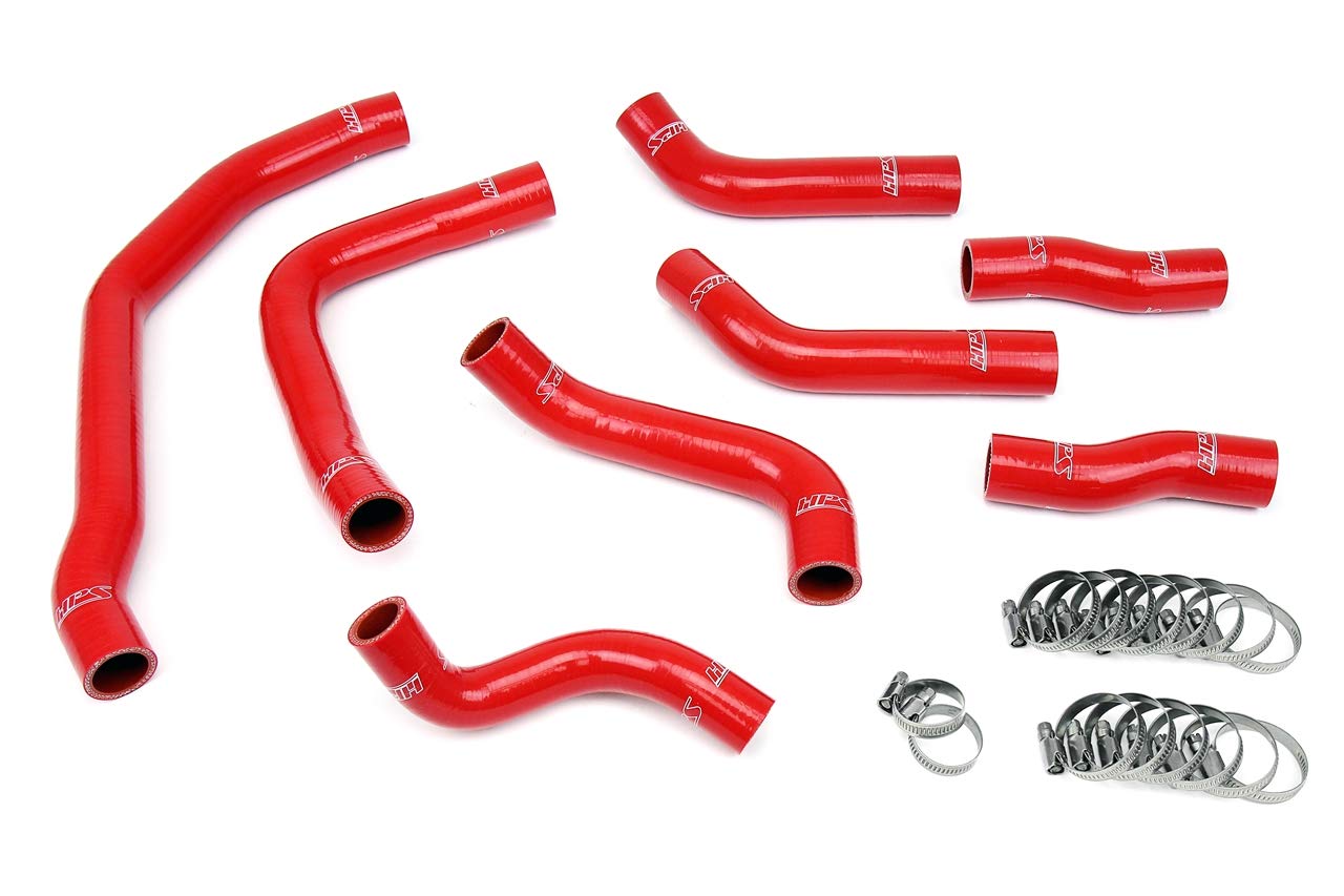 Red HPS 57-1501-RED Silicone Coolant Hose Kit (front radiator + rear engine)