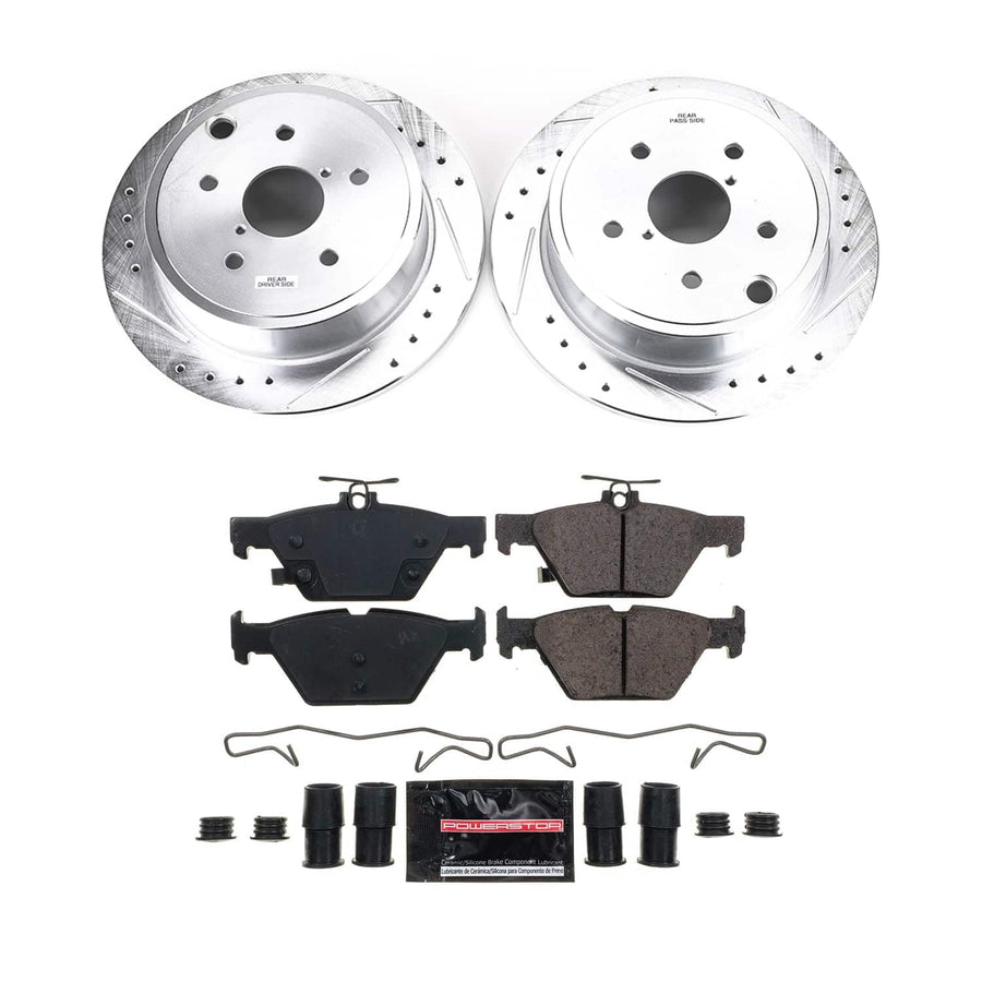 Power Stop K9014 Rear Z23 Carbon-Fiber Ceramic Brake Pads and Drilled and Slotted Rotors Brake Kit