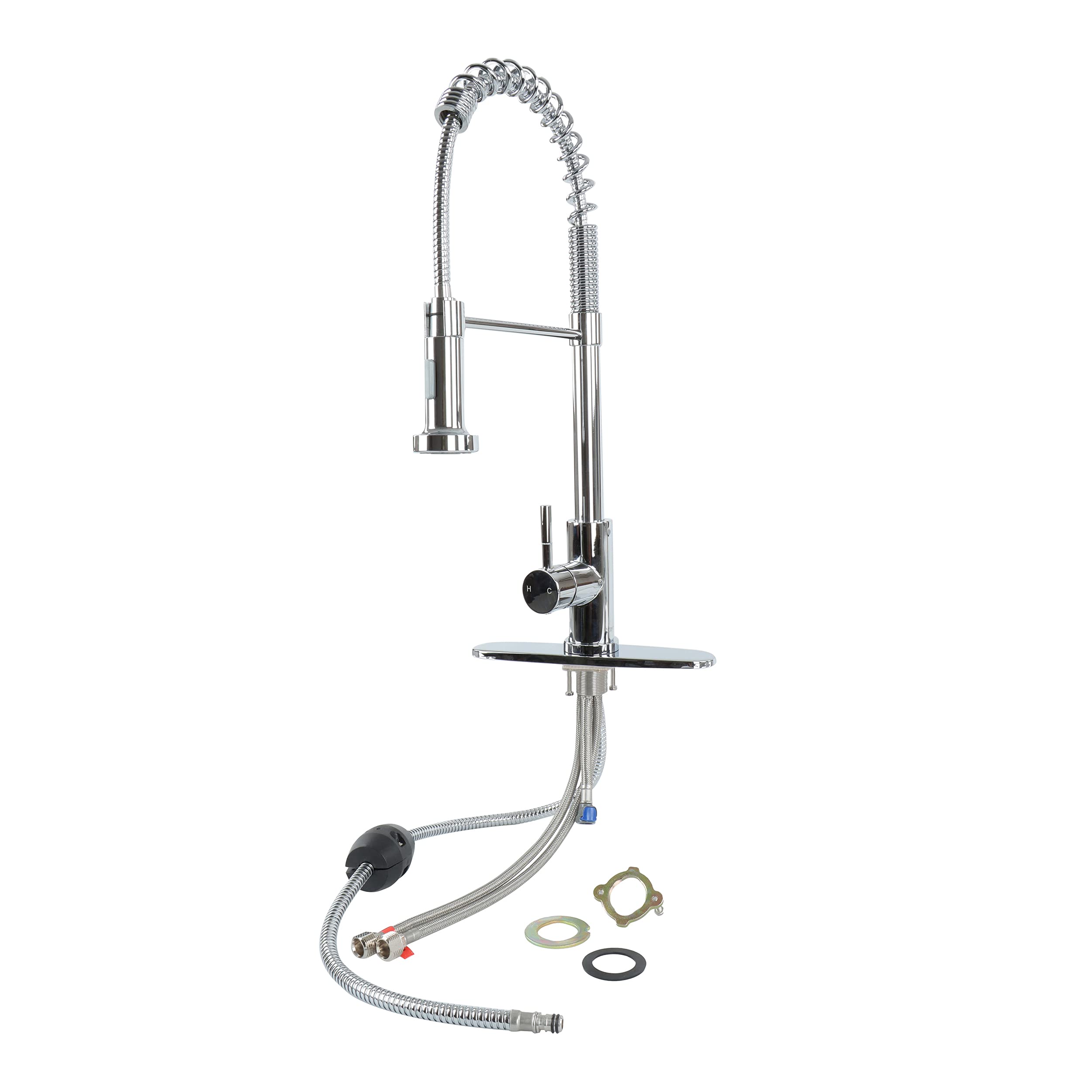 Pull Down Kitchen Faucet Empire with Sprayer - Chrome Kitchen Sink Faucet with Optional Hole Covering Deck Plate