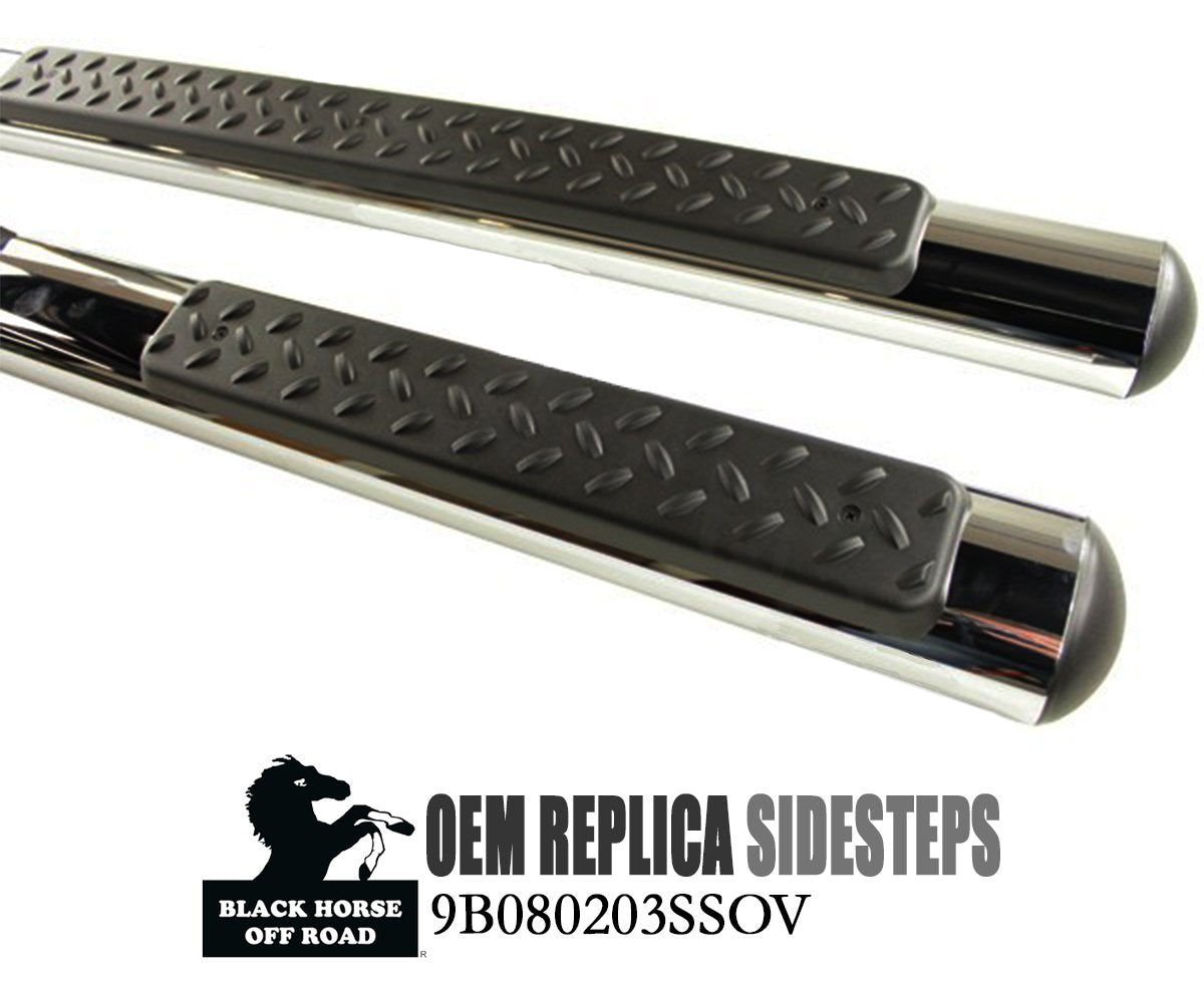 OEM Replica Black Horse Side Steps Stainless Steel Compatible with 11-21 Jeep Grand Cherokee (Excl. Limited X, High Altitude, Summit, SRT, SRT8, Trackhawk and Trailhawk)-9B080203SSOV