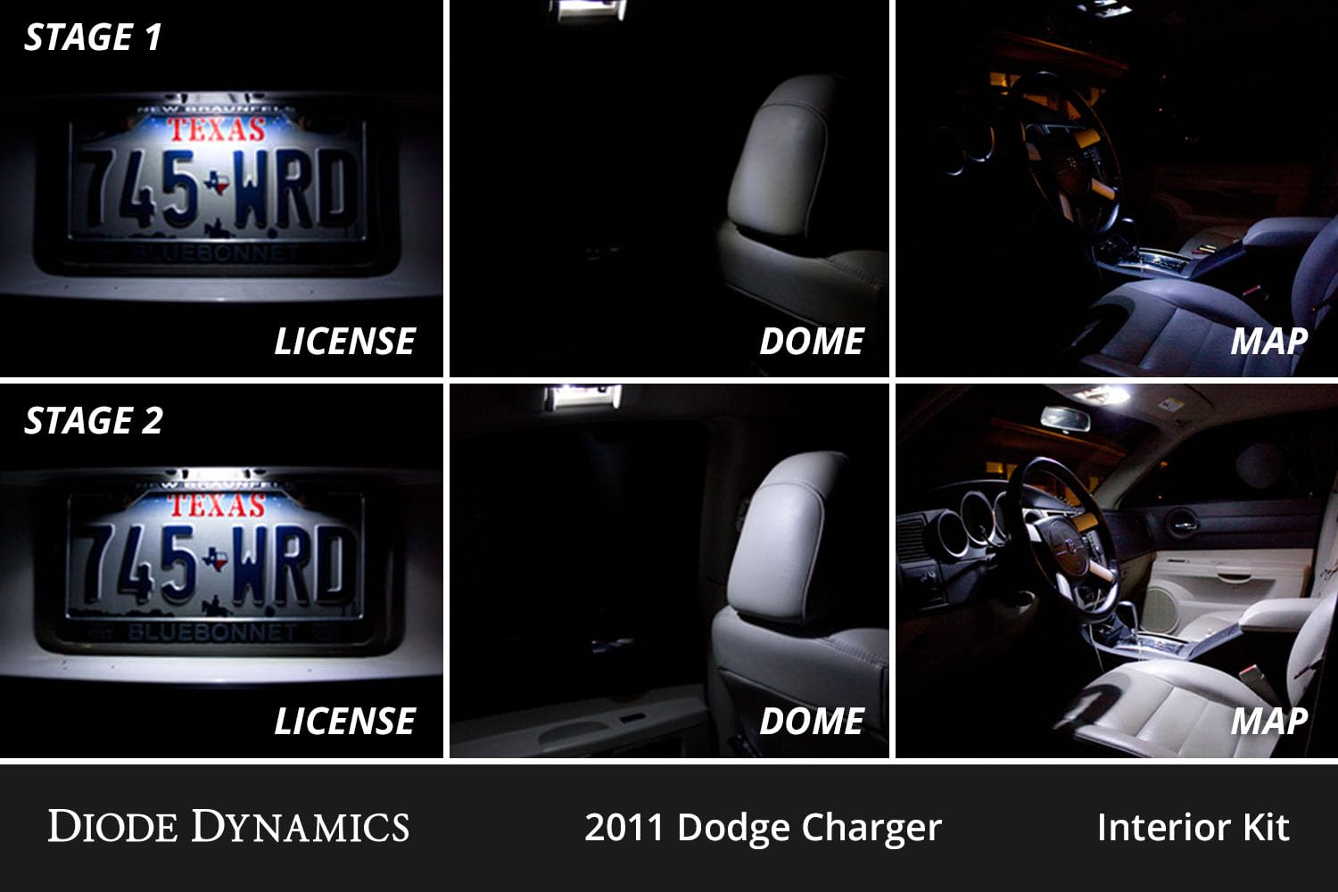 LED interior bulb pack Diode Dynamics compatible with Dodge Charger 2011-2014, Stage 2