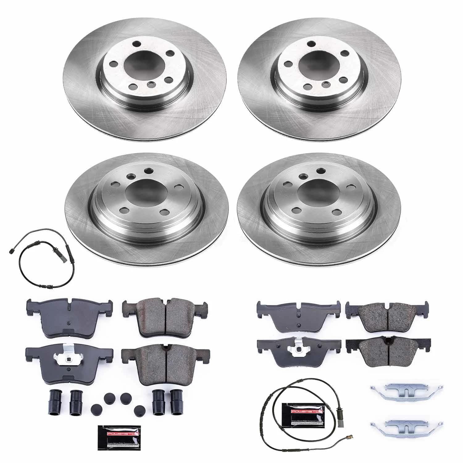 Power Stop KOE7548 Front and Rear Replacement Brake Kit-OE Brake Rotors & Ceramic Brake Pads For BMW 328i xDrive, 330e, 428i, 428i xDrive [Model Specific]