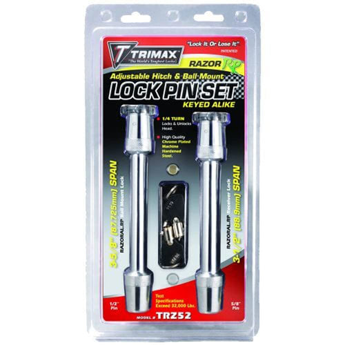 Trimax TRZ52 Keyed-Alike Razor RP Lock Set, 1/2” Pin X 3-5/8” Span, 5/8” Pin X 3-1/2” Span