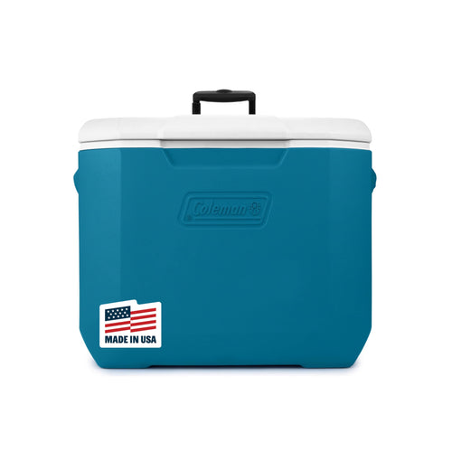 Coleman Rolling Cooler 60qt with Wheels, Insulated Portable Wheeled Chiller with Ice Retention, Made in USA