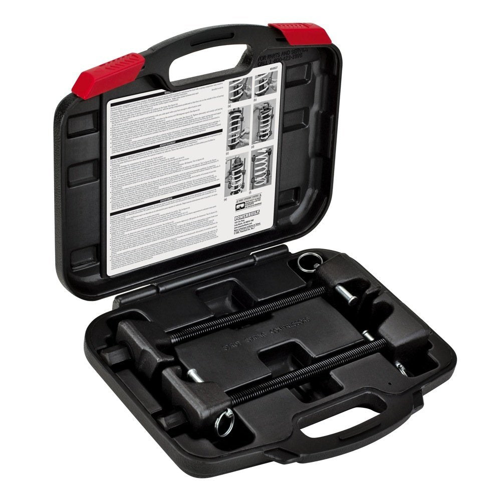 Strut Spring Compressor Kit Powerbuilt, Remove and Install Coil Springs, Tighten Compressor, Car Repair, 2 Piece, Storage Case 648627