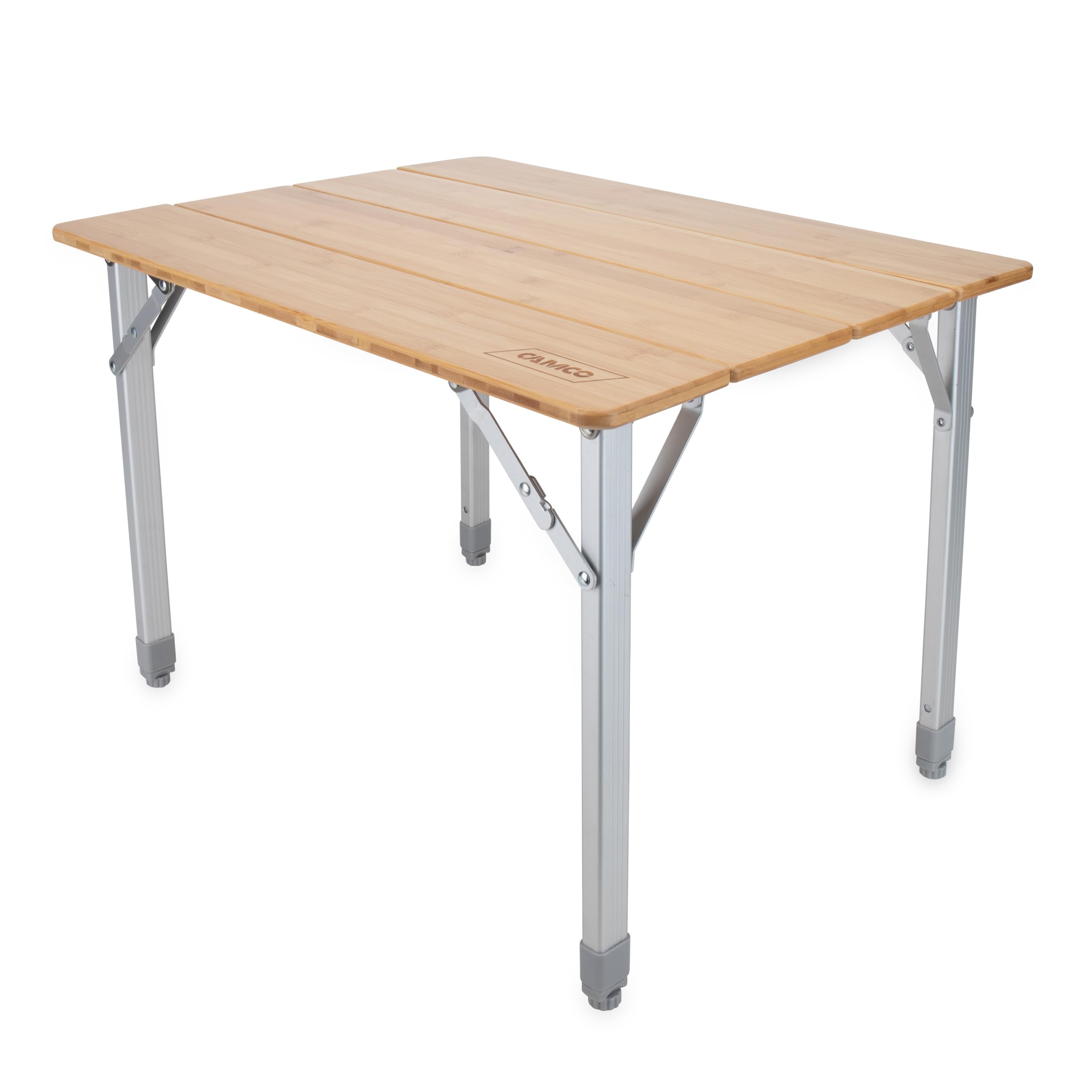 Bamboo Folding Camping Table Camco with Aluminum Legs - Natural Bamboo Top Measures 25 ½ x 19 ¾-inches & Supports Up to 85lbs - Lightweight for Added Portability & Includes Storage Bag (51895)