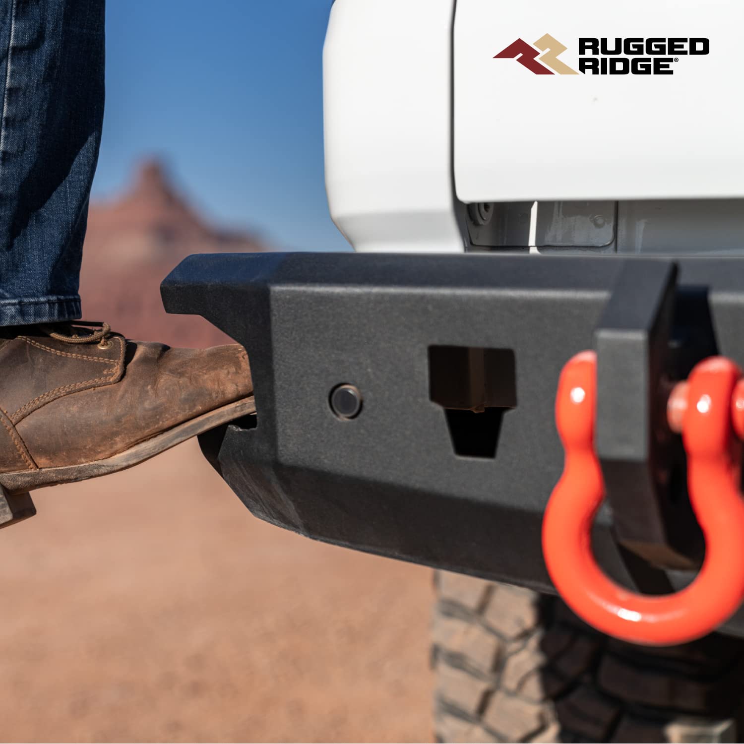 Rear Rugged Ridge HD Bumper for Jeep Gladiator JT | Full-Width, Steel, Black | 11540.37 | Fits 2020-2025 Jeep Gladiator JT
