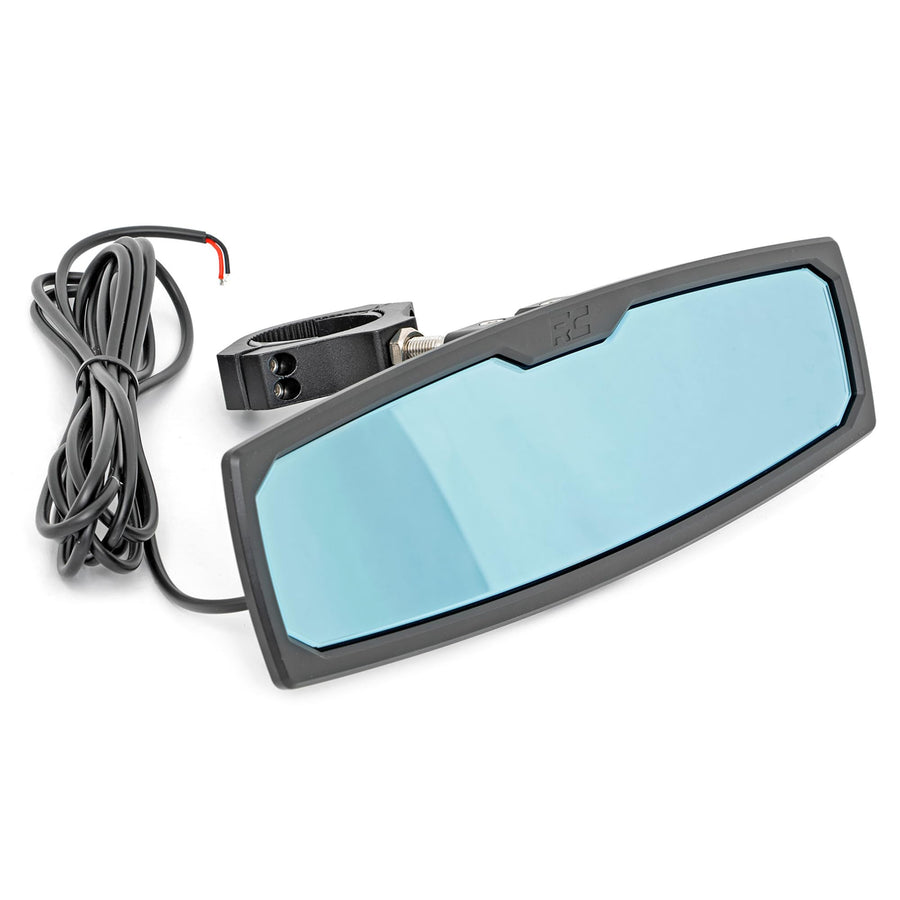 12" Rough Country UTV Aluminum Rear View Mirror with Dome Light - 1.75"- 2" Mount
