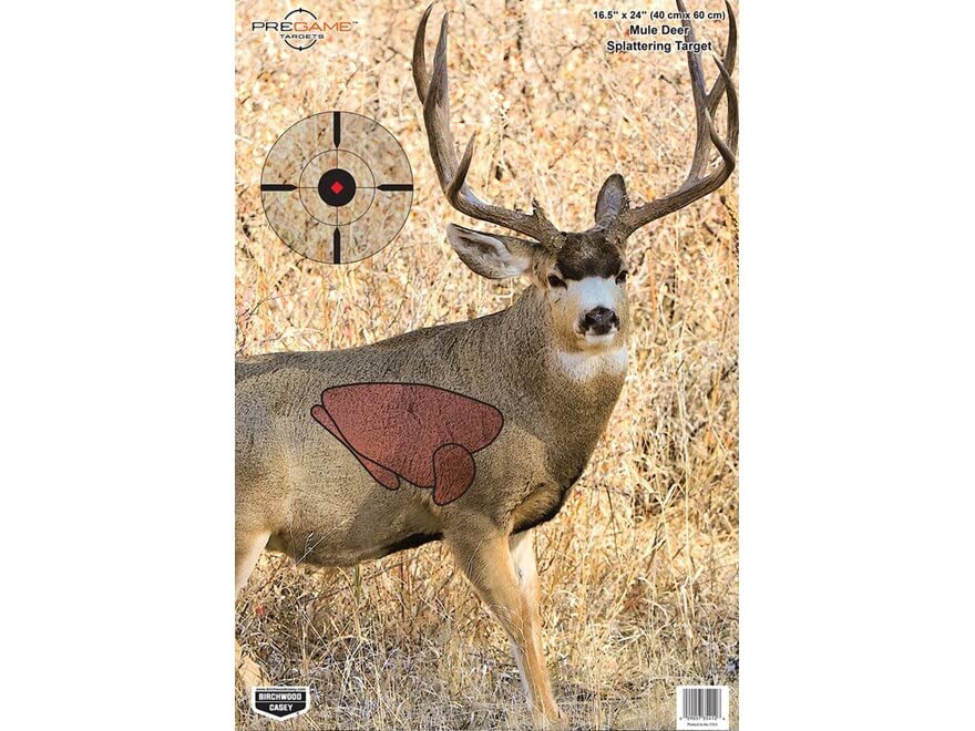 Pregame Birchwood Casey 16.5" x 24" Mule Deer Targets - Realistic Instant Splattering Shooting Targets - for Use with All Guns & Calibers - 3 Targets Pack