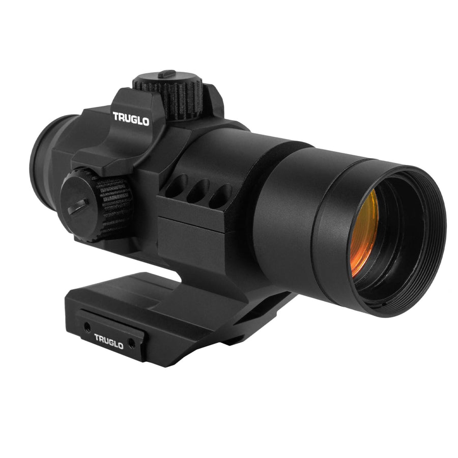 30mm TRUGLO Ignite 2-MOA Hunting Durable Lightweight Waterproof Fogproof Shock Resistant Adjustable Aluminum Dot Sight | Rubber Lens Cover, Battery & Cantileverrail Mount Included | Green Dot