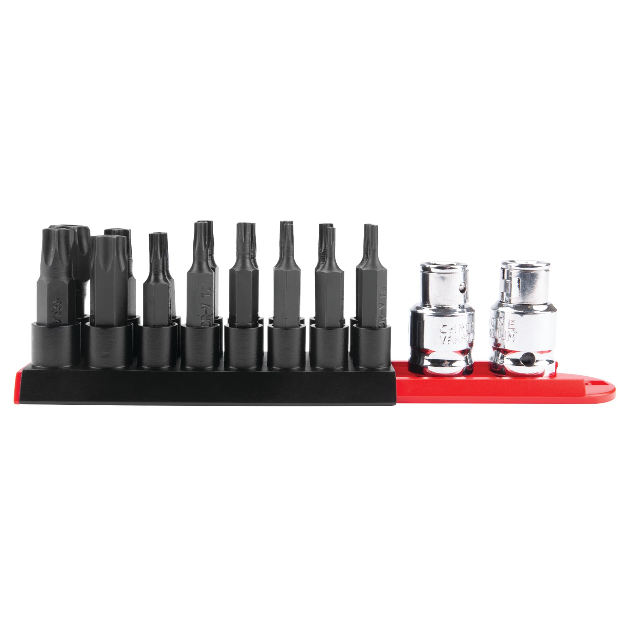 W1383 Performance Tool 16-Piece Tamper Resistant Star Bit Socket Set - Chrome Vanadium Alloy Steel with Bonus Storage Rail Included