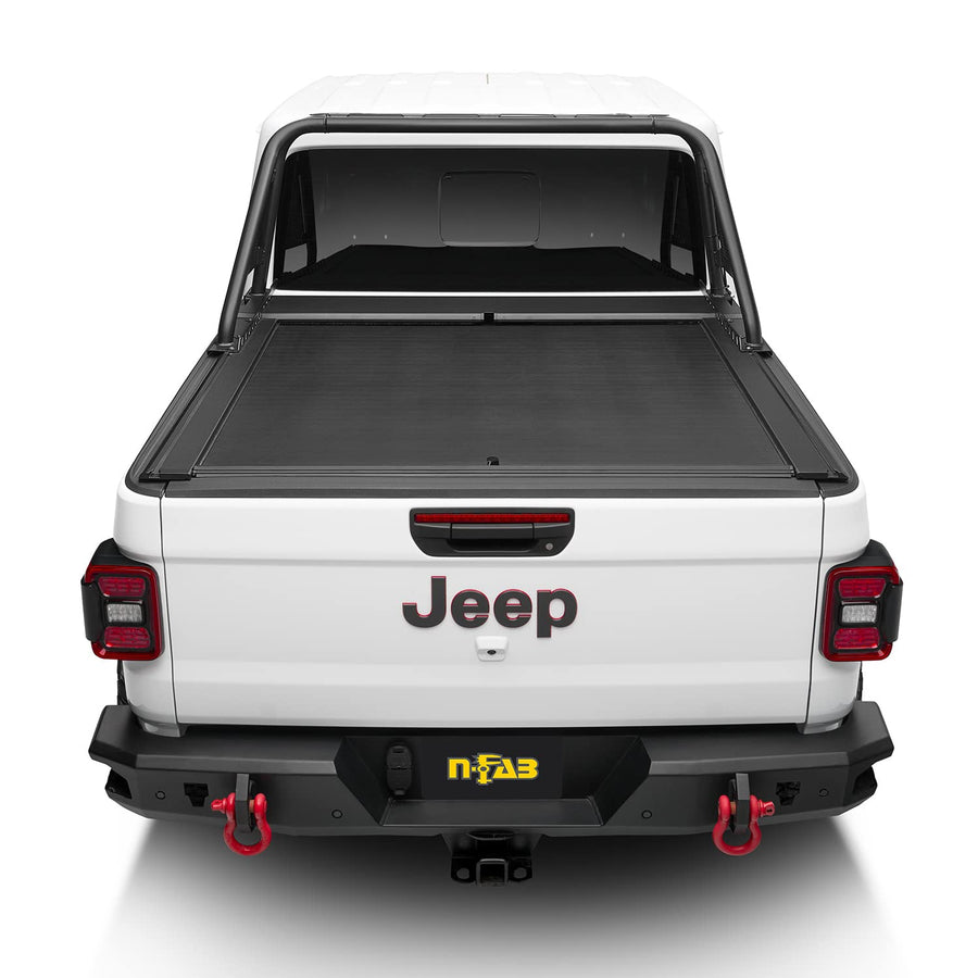 Rugged Ridge Retractable Armis Tonneau Cover w/ Max Track for Jeep Gladiator JT | Weather Resistant, Full Bed Access | 13550.35 | Fits 2020-2025 Jeep Gladiator JT w/ Trail Rails