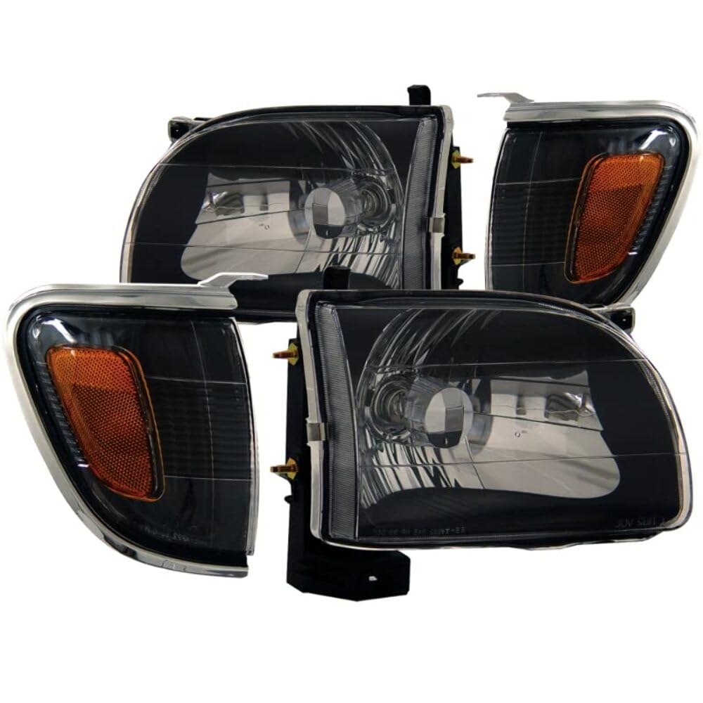Crystal Headlight Set Anzo USA 121190; Clear Lens; Black Housing; Pair;