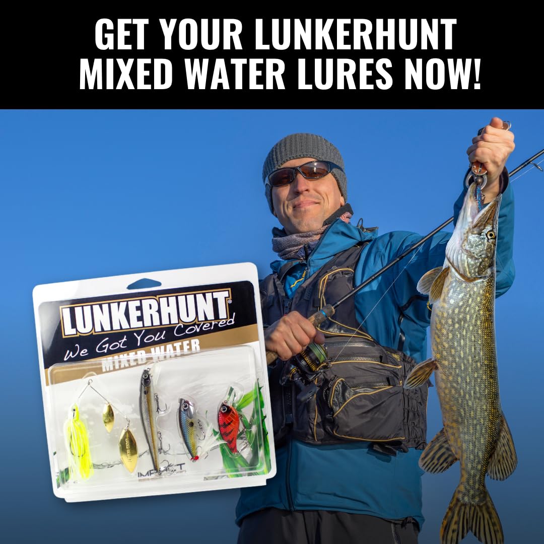 Mixed Water LUNKERHUNT Crankbaits – 4-Pack | Premium Hard Bait Fishing Lures for Bass, Walleye & Saltwater | Ideal for Deep Water Action