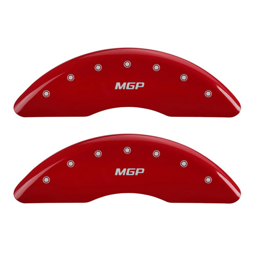 Caliper Covers MGP Compatible with 2011-2018 RAM 2500 & 3500 (Requires 18"+ Wheels) Powder-Coated Finish, 4 PCS Front and Rear (Red - MGP Engraving)