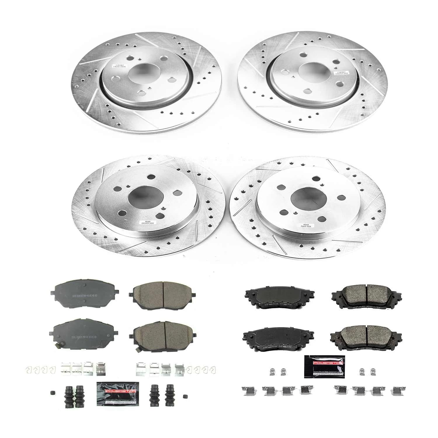 Z23 Power Stop K7925 Front and Rear Brake Kit-Drilled/Slotted Brake Rotors & Carbon Ceramic Brake Pads For Toyota C-HR 2018 [Model Specific]