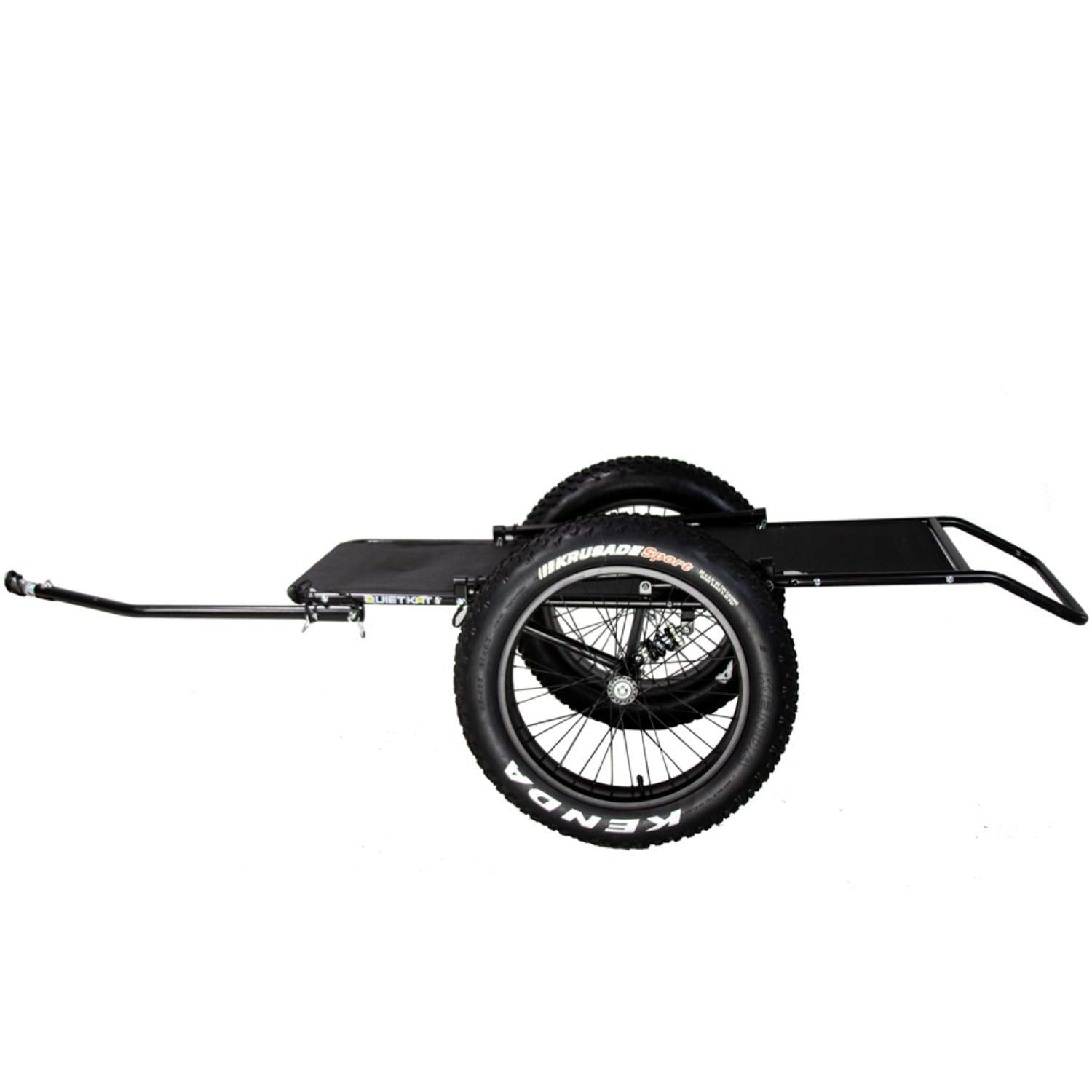 QuietKat Game Cart Two Wheel, FatTire Off Road Cargo Trailer for Extra Storage While Hunting, Fishing, Exploring Backcountry, Three-Way Adjustable Rack Angle (20" x 4" Wheels/Tires), Black
