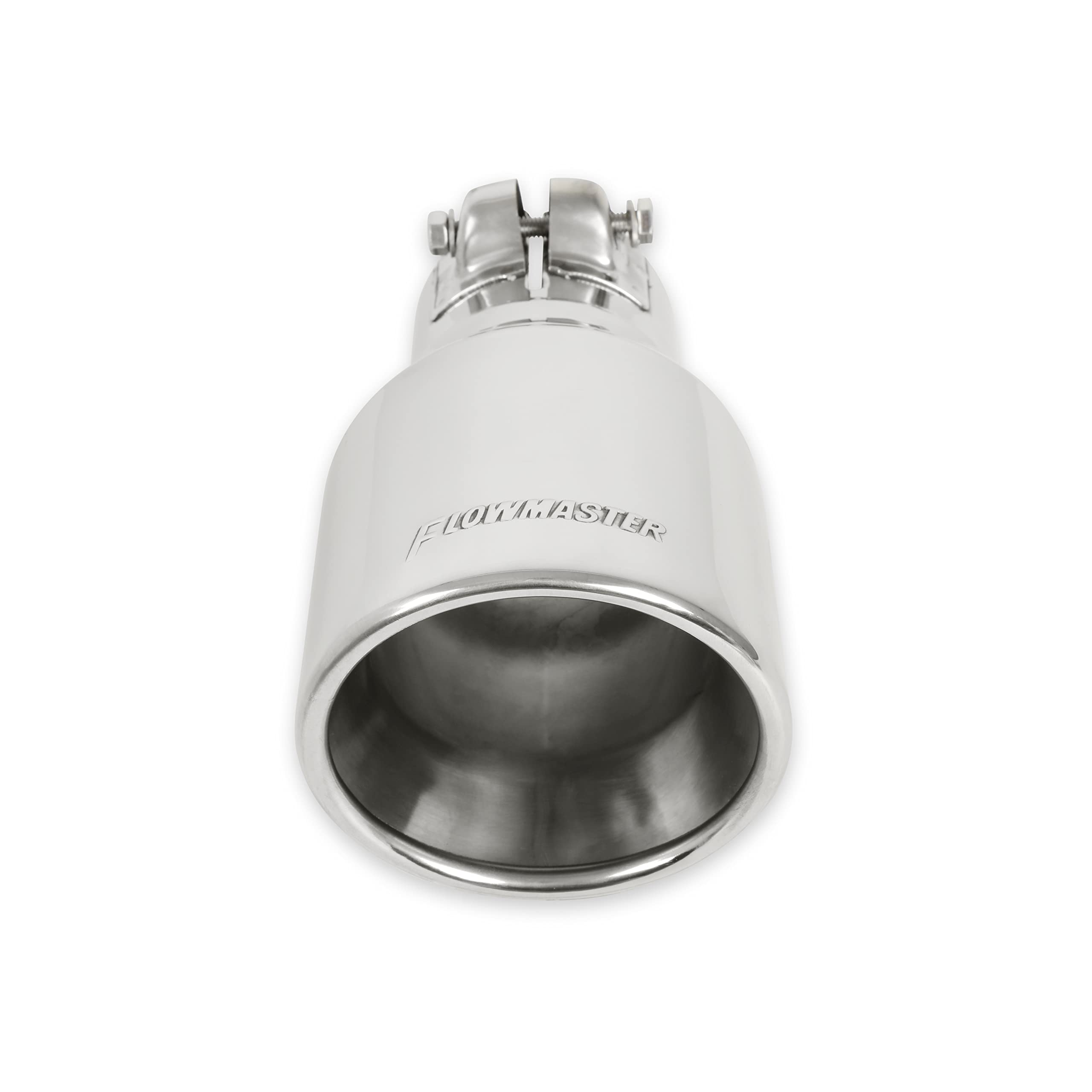 Exhaust Tip Flowmaster 15365 4 Inch Rolled Angle Polished 304 Stainless Steel Fits 2.50 Inch Tubing Clamp On
