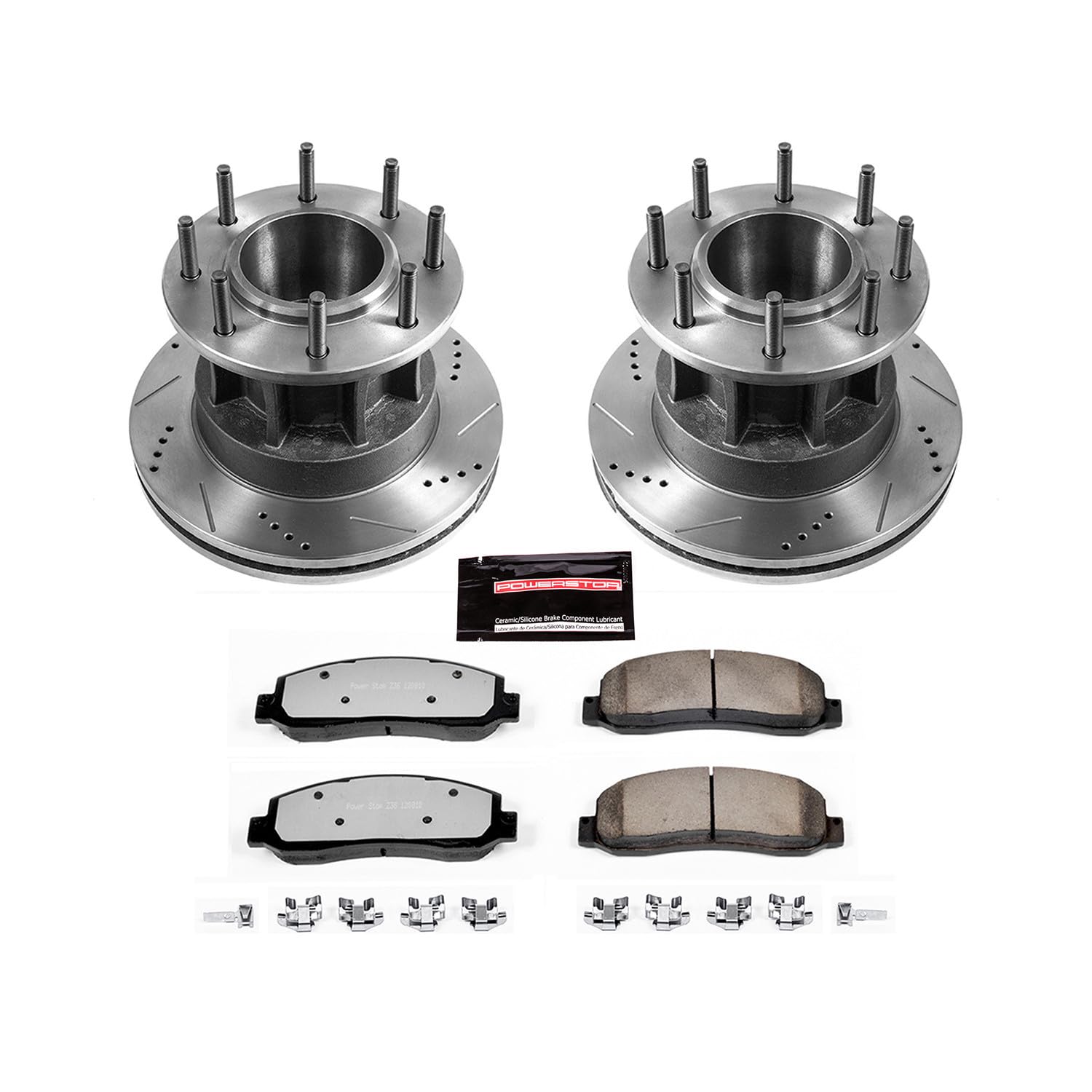 Power Stop K4597-36 Z36 Truck & Tow Front Brake Kit, Carbon Fiber Ceramic Brake Pads and Drilled/Slotted Brake Rotors For Ford F-350 Super Duty 2005-2007 [Model Specific]