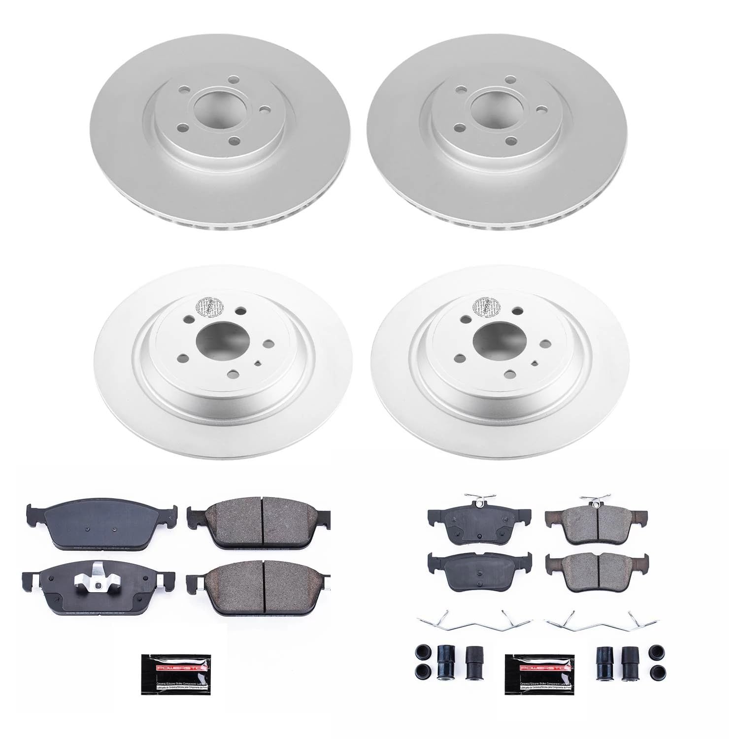 Power Stop Z23 Evolution Brake Kit-Rotors and Carbon-Fiber Ceramic Brake Pads Front and Rear For Lincoln MKC 2017-2019 [Model Specific]