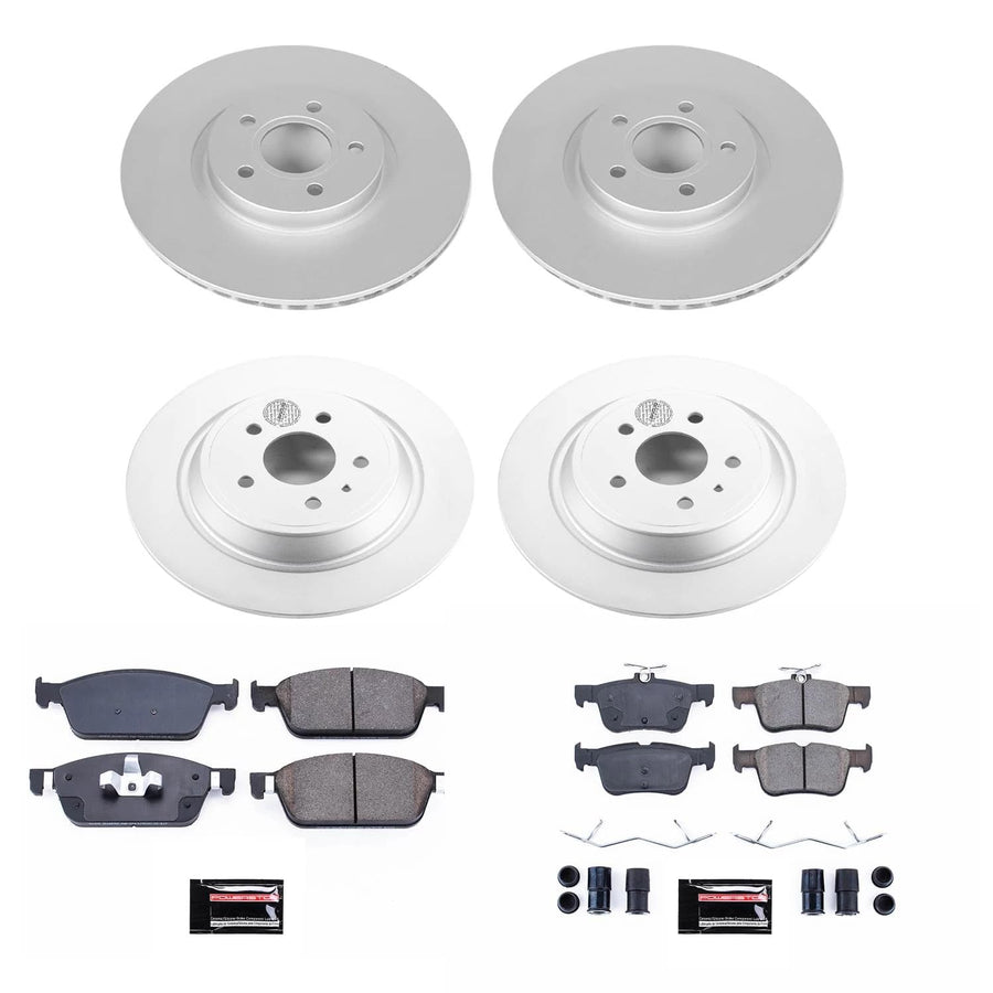 Power Stop Z23 Evolution Brake Kit-Rotors and Carbon-Fiber Ceramic Brake Pads Front and Rear For Lincoln MKC 2017-2019 [Model Specific]