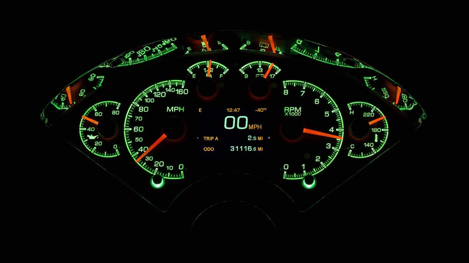 Dakota Digital 55-56 Chevy Customizable Gauge Kit Silver Alloy HDX-55C-S